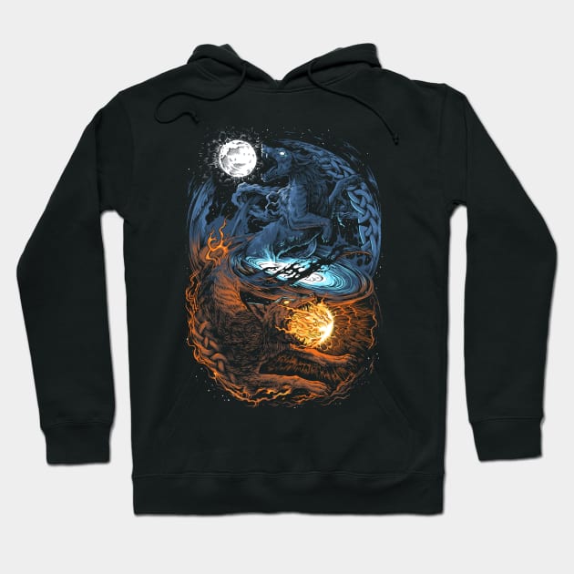 Norse Ragnarok Wolf Viking Mythology Pagan Wolves Hoodie by Blue Pagan